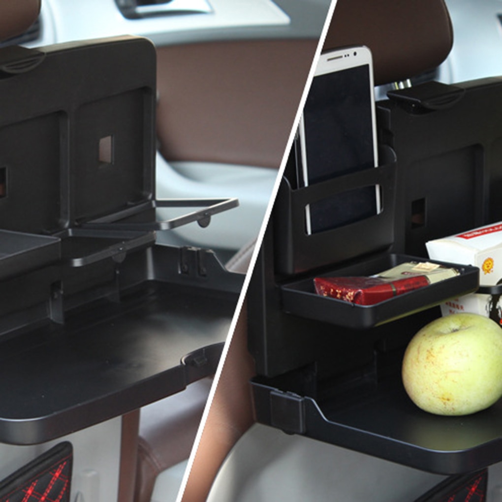 Multifunktionel sort bilmonteret abs, sammenklappeligt måltid, drikke kopbakkeholder, spisebord, skrivebordstilbehør
