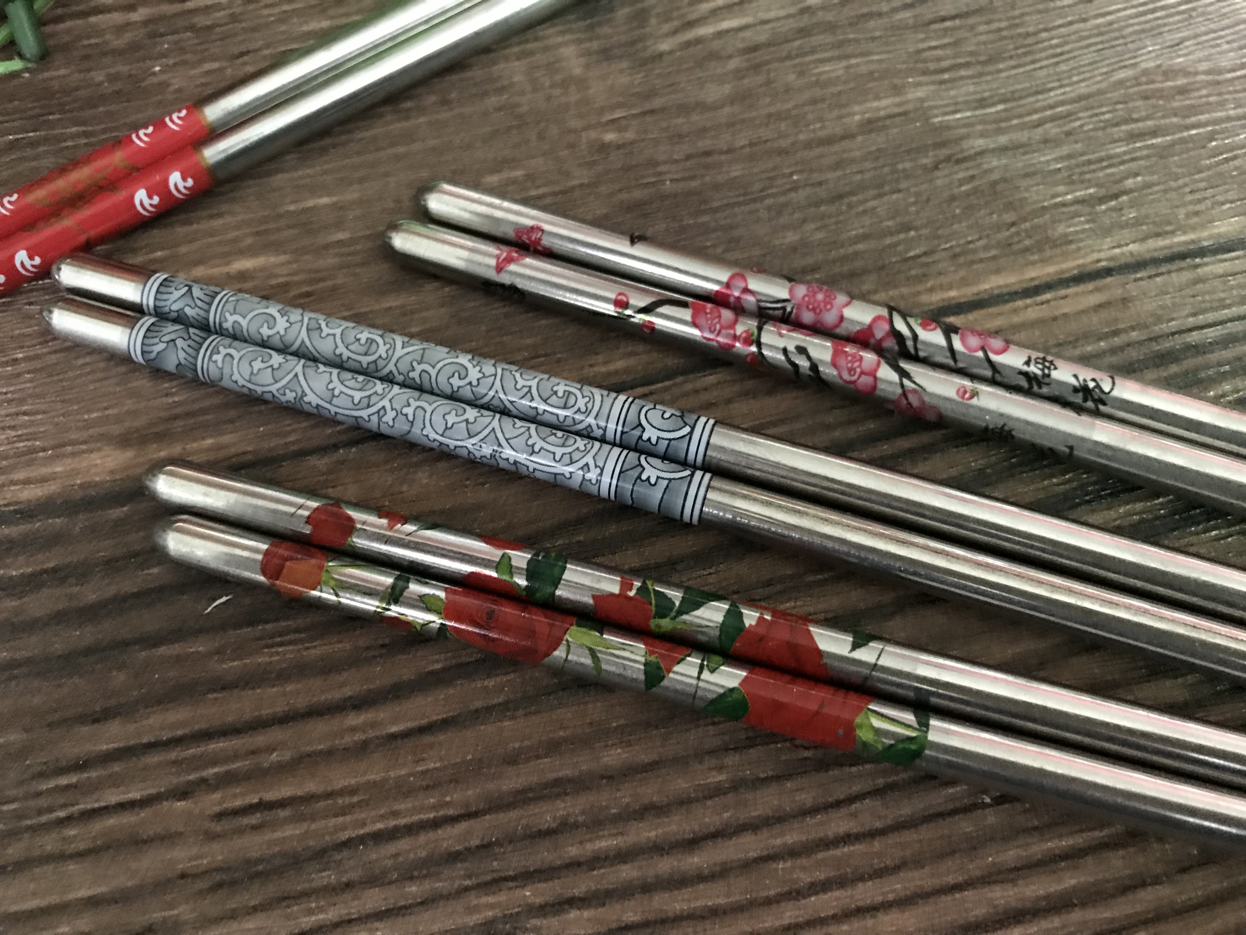 10 Pairs 304 Stainless Steel Chopsticks Set Luxury Non-slip Plum Flower Chinese Japanese Chopsticks Sushi Sticks Palillos Chinos