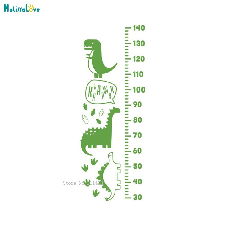 Dinosaurie barn högt diagram fast storlek härlig väggdekal mått tillväxt baby pojkar lekrum barnkammare vinyl konst dekaler  yt3506