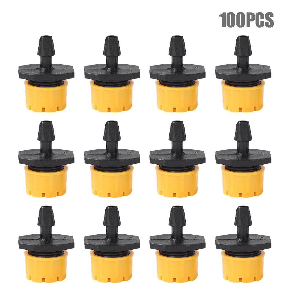 100pcs Micro Flow Dripper Drip Head 1/4 Inch Hose Micro Dripper Garden Irrigation Misting Garden Sprinkler Adjustable Dripper: Yellow