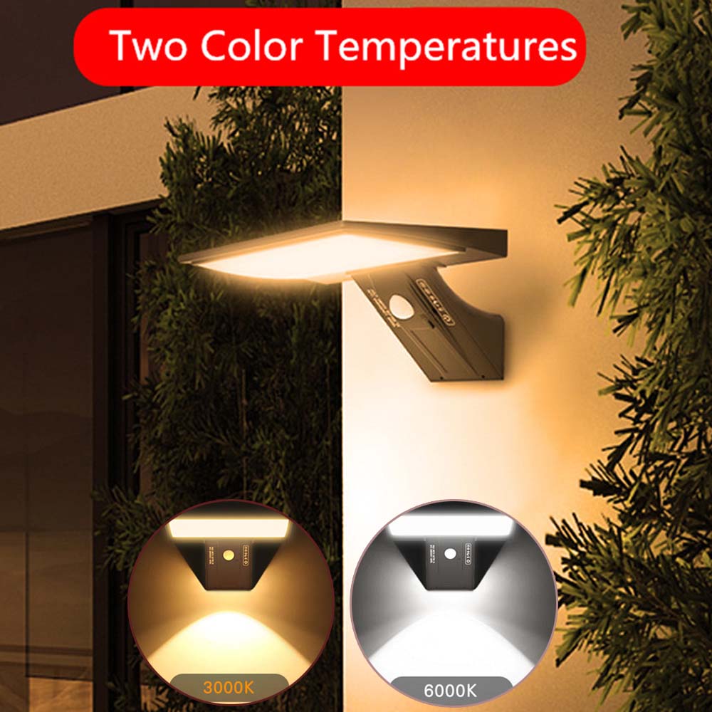 Buitenlampen op zonne-energie Tuinmuur Bewegingssensor Straatgazonlicht IP 65, waterdicht Warm wit Binnenplaats Zonne-energie Spotlighting