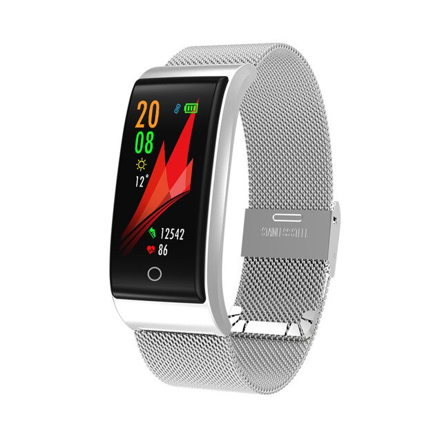 F4 Smart Band Blood Pressure Heart Rate Monitor Men Women Wristband Fitness Sports Watch Pedometer Smart Metal Bracelet: siliver metal