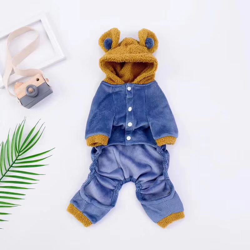 Ropa de invierno para perro Pug, traje grueso y cálido para perro, mono Yorkie Poodle Pomeranian Schnauzer, traje de Bulldog Francés, abrigo: Azul / XL