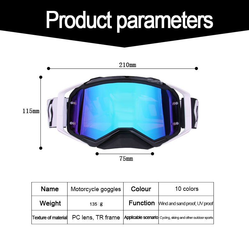 Lunettes de pour moto, pour Motocross, Ski, Snowboard, casque, coupe-vent, MX Off Road Oculos