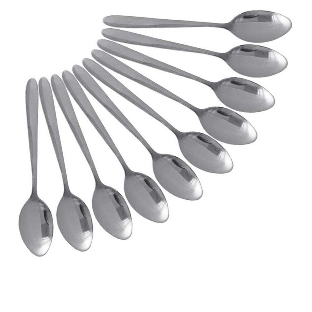 6'' 15cm Laguiole Style Stainless steel Teaspoon Mini Coffee spoon Small Dessert Tea Spoons Hollow Handle Silver Dinnerware 10pc: Default Title