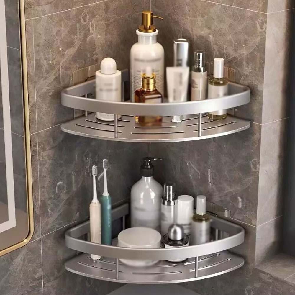 1pc badeværelseshylder makeupopbevaringsorganisator aluminiumslegering shampoohylde bruserhylde badeværelsestilbehør væghylde uden boremaskine