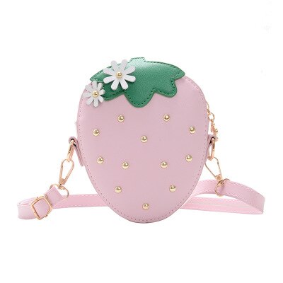 Zomerse crossbody tas, schattige aardbeivormige schoudertas met felle kleur voor dames en meisjes: Roze