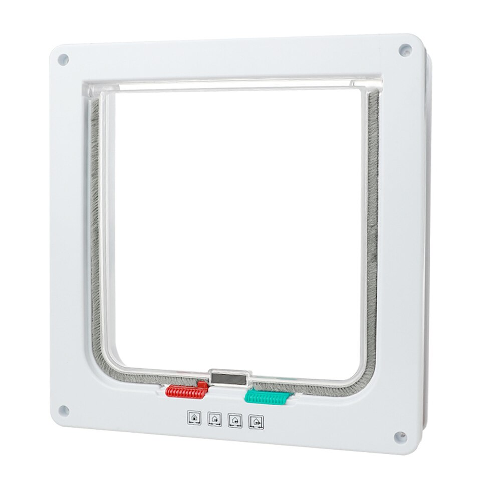 Puerta con solapa para perros y gatos, Kit de puerta con cierre de seguridad de 4 vías, de plástico ABS, para mascotas pequeñas: Blanco / M