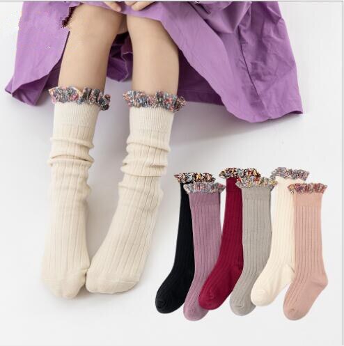 0-8 Jaar Lente Zoete Meisje Tube Sokken Kleine Bloem Kant Baby Sokken Mode All-Match prinses Sokken
