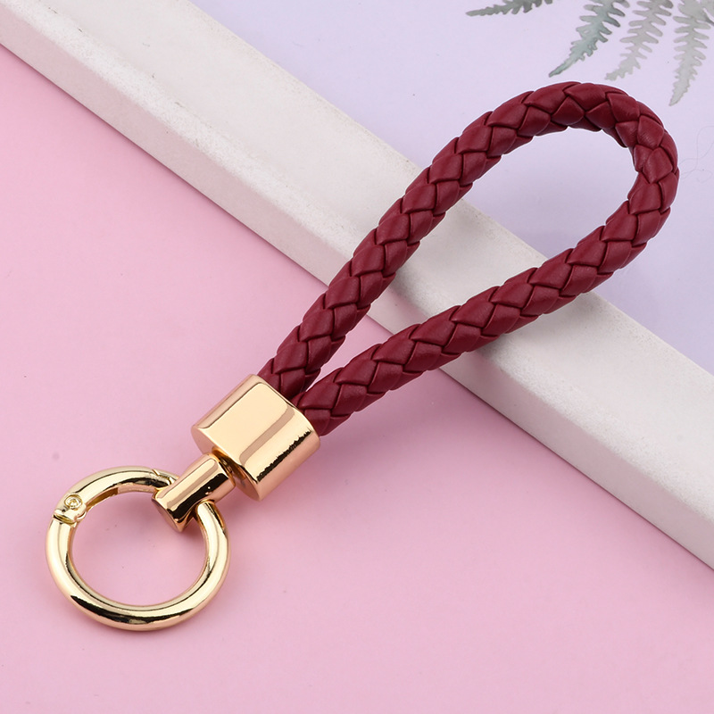 15 kleuren mode geweven touw sleutelhanger hand ronde gesp sleutelhanger autosleutelhangers voor auto mode sleutel accessoire sleutelhangers: Watermelon Red