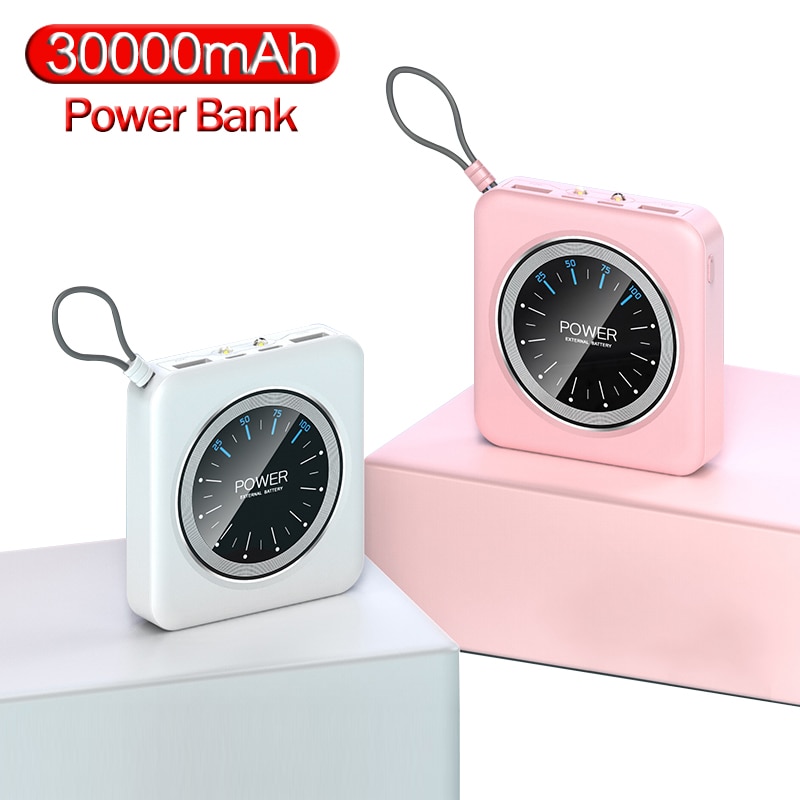 Mini 12000mAh Portable Power Bank Fast Charging PowerBank For Smart Phone 2 USB PowerBank External Battery Charger Watch Display