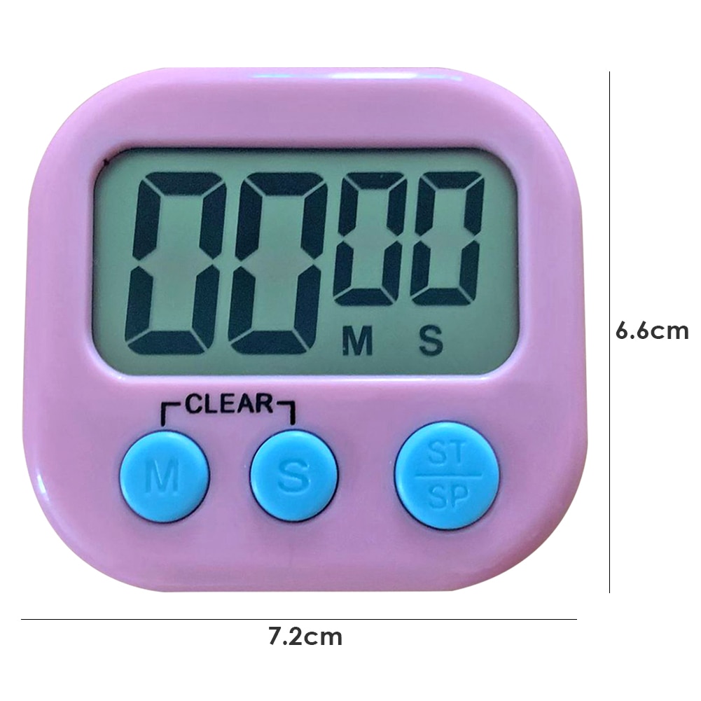 LCD Electronic Digital Display Screen Timer Magnetic Cooking Table Countdown Alarm Clock Stopwatch with Stand for Kitchen: Pink
