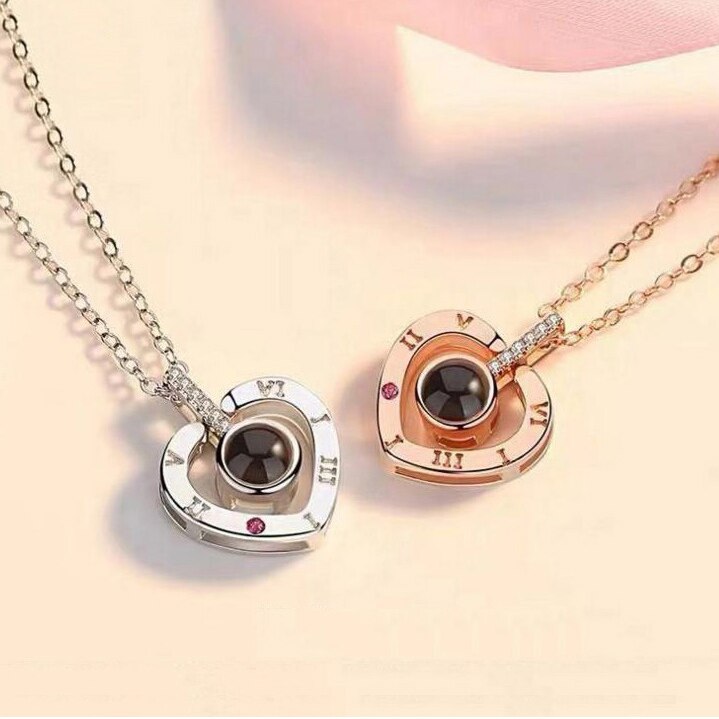 Projection Pendant Necklace for women Girls Love Memory Heart Necklace Valentine's Day Couple Jewelery