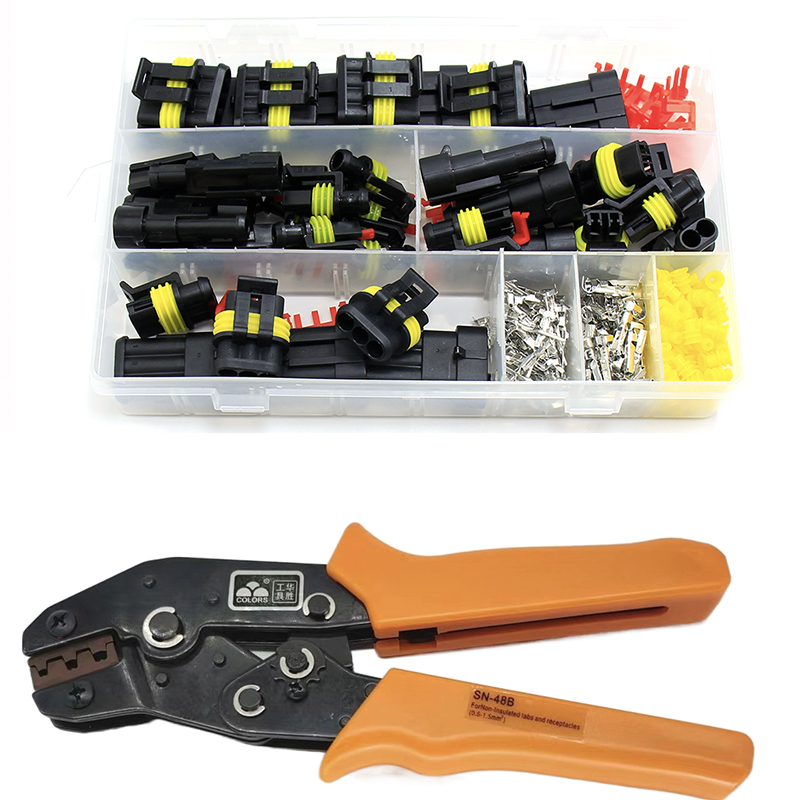 Wasserdichtes steckverbinder-set für kfz-kabel 6 schnellverbinder 3 elektrische verkabelung im auto 5 autodichtungsbuchse 2 1 4 pin-stecker-set: Weiß