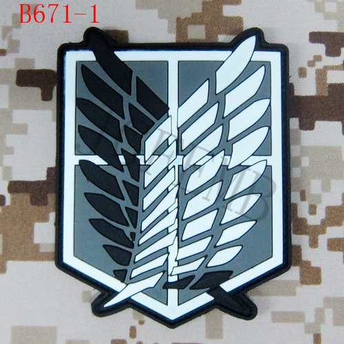 Cartoon Versie Zwarte Achtergrond Kleur Aanval Op Titan Corps 3D Pvc Patch