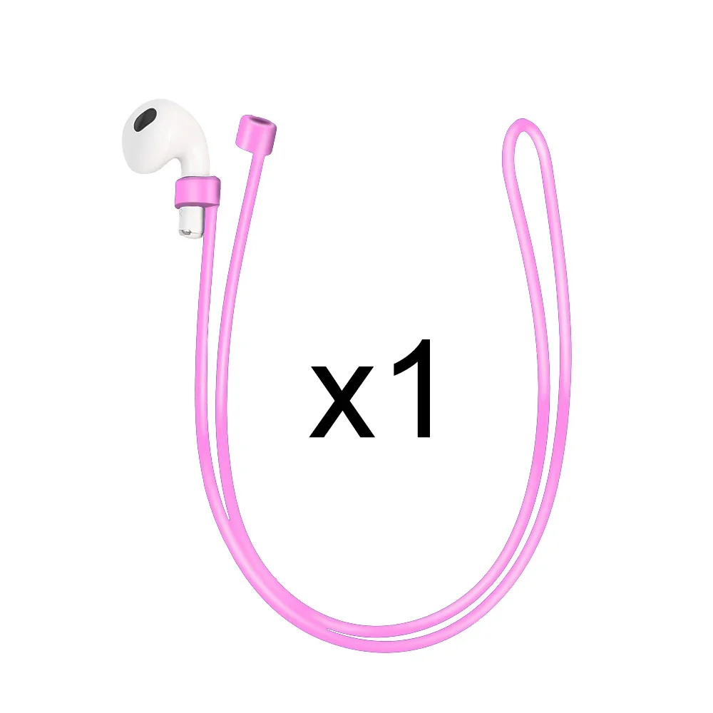Cuerda de silicona antipérdida para auriculares AirPods 1, 2, 3 Pro, inalámbrica, Bluetooth, correa para el cuello, cordón, 4/1 Uds.: 3XS / Rojo anaranjado