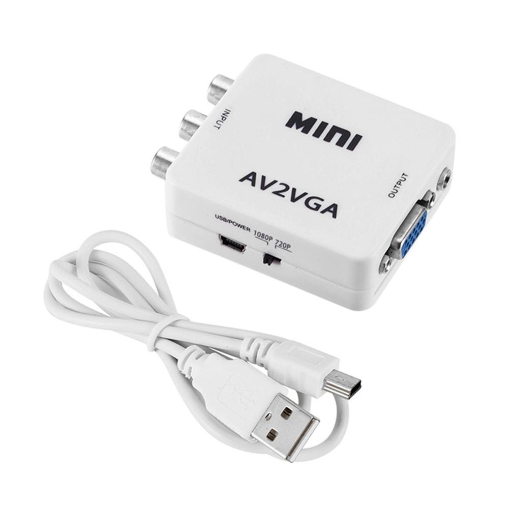 Mini HD AV2VGA Video Converter Convertor Box AV RCA CVBS to VGA Video Converter Conversor with 3.5mm Audio to PC HDTV Converter