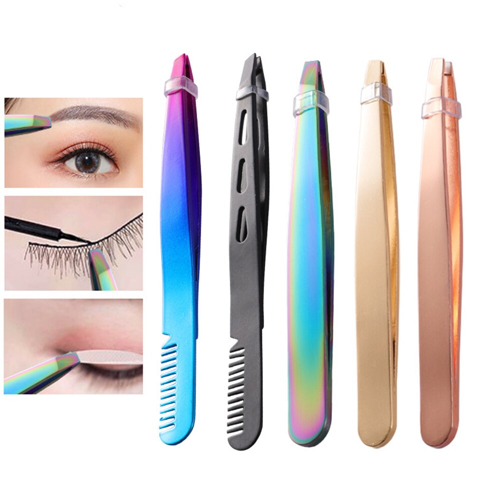 1PC Eyebrow Tweezers Eyelash Extension Sticker Volume Tweezers Bulk Accessories Stainless Steel Lash Tweezer Makeup Tools