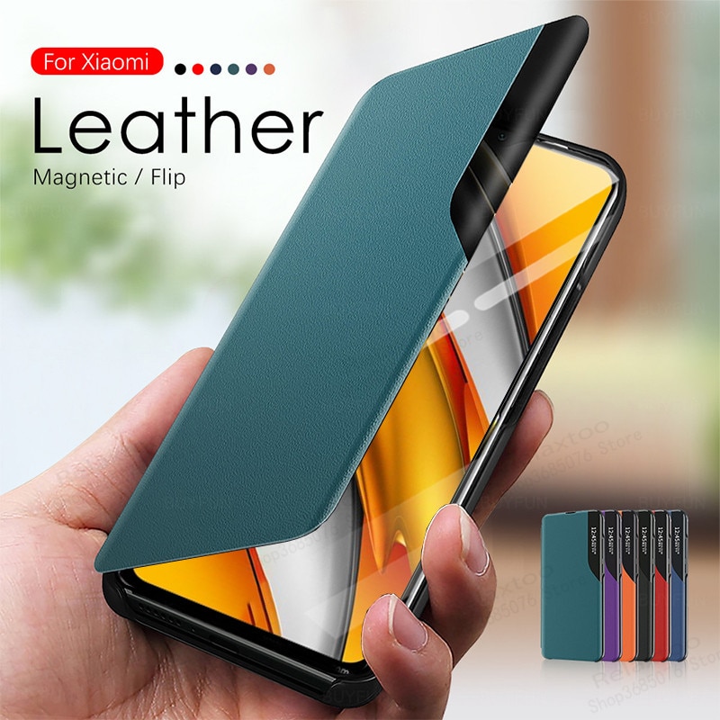 F3 5G fall smart fenster view magnetische leder flip-cover für xiaomi poco f3 pocophone poco poko f 3 pocof3 telefon buch stand fall