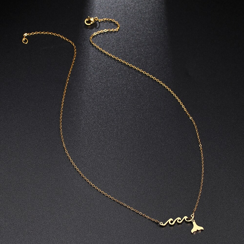 Edelstahl Halsketten Zarte Welle Meer Anhänger Kragen Kette Halskette Für Frau Schmuck Partei Beste NEUE