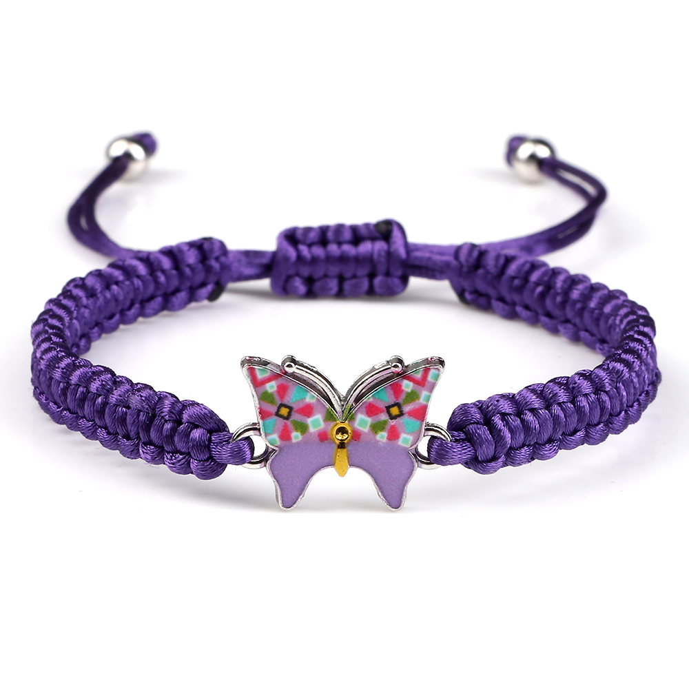 Handmade Braided String Bracelet For Women Blue Butterfly Pendant Adjustable Charm Bracelets&Bangles Girl Jewelry: Dark Gold