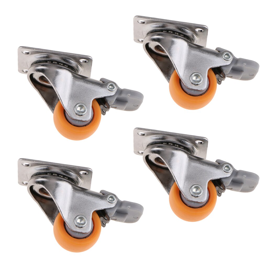 4x Heavy Duty Nylon Castor Wheel Trolley Furniture Worktable Brake Casters 1inch