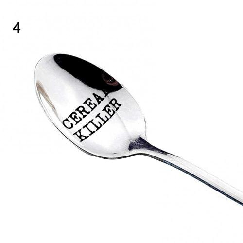 Stainless Steel Spoon Letter Engraved Fruit Family Dinner Supplies Family Dinner Supplies: 4