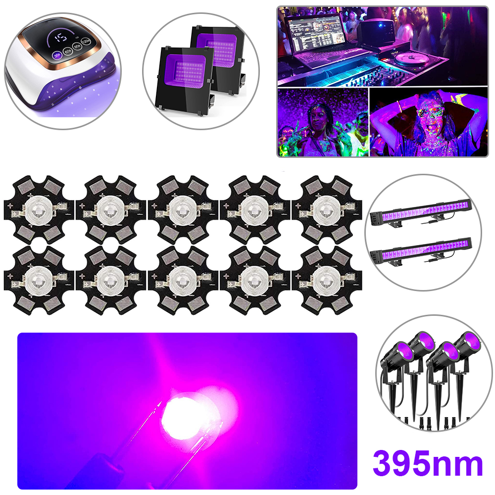 High Power 3W 365nm 395nm UV Ultraviolet LED Chip Beads Black Light COB Light Bulbs Spot Light Aluminum Substrate DIY Lights