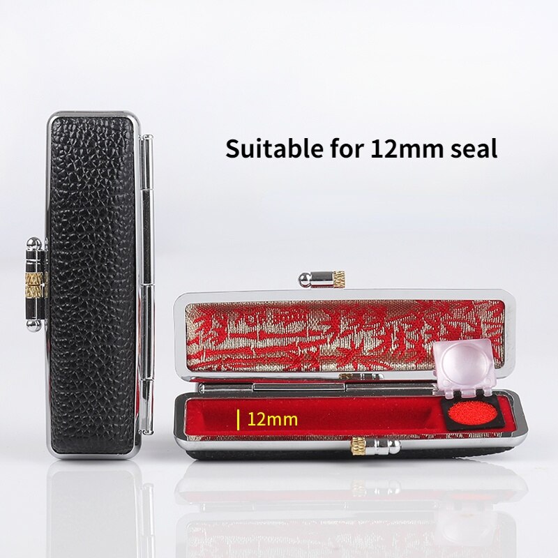 Boîte de rangement Portable de petits sceaux chinois ronds avec tampon encreur, coffret de collecte de sceaux privés avec nom, sceau à graver: D