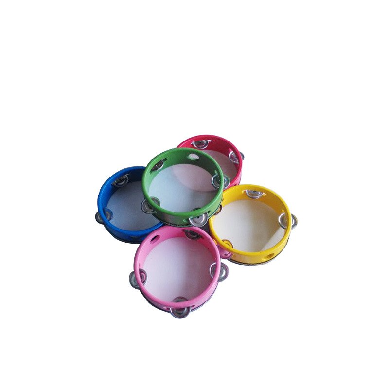 Pandereta de madera redonda de 6 pulgadas con campana de 5 colores para niños, instrumentos musicales educativos de percusión