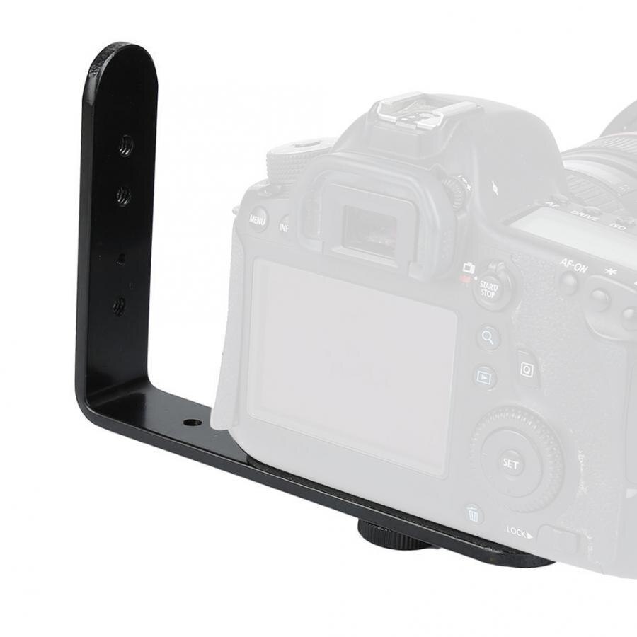 Aluminium Alloy Black Universal Double L Shape Camera Bracket for Photoflash Lamp Microphone Photography Accessories