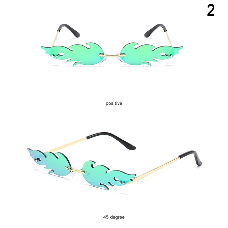 Gafas de sol de fuego llama gafas de sol sin montura ola gafas de sol de tendencia estrecha: 2