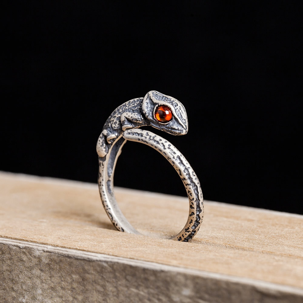 Echt 925 Sterling Zilver Vrouwelijke Vintage Eenvoudige Open Ringen Hagedis Mode-sieraden Voor Vrouwen Opening Verstelbare Ring