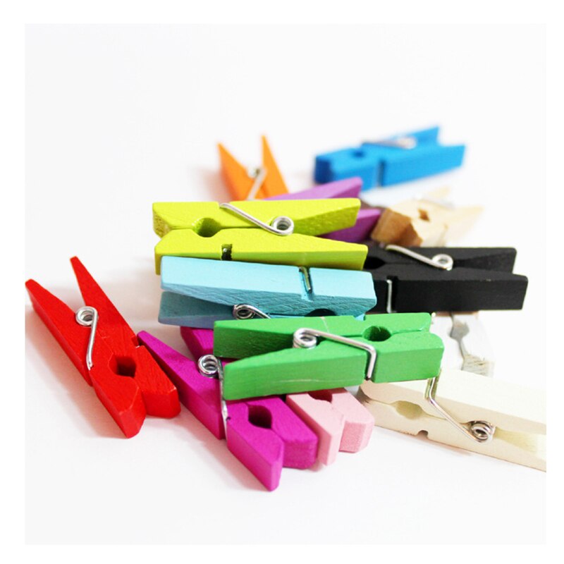 50 Uds Color mezclado Mini de madera Peg pinza de Ropa Decoración arte Clips foto de ropa de papel 25mm 35mm 45mm . Exclusivo.
