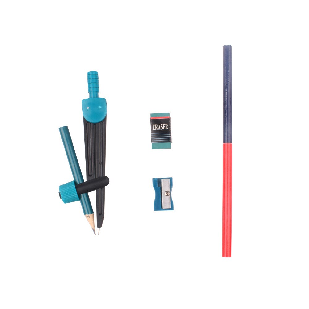 Juego de 8 piezas de compás para matemáticas, herramientas de dibujo geométricas, incluye reglas, transportador compás, borrador, sacapuntas para estudiantes escolares