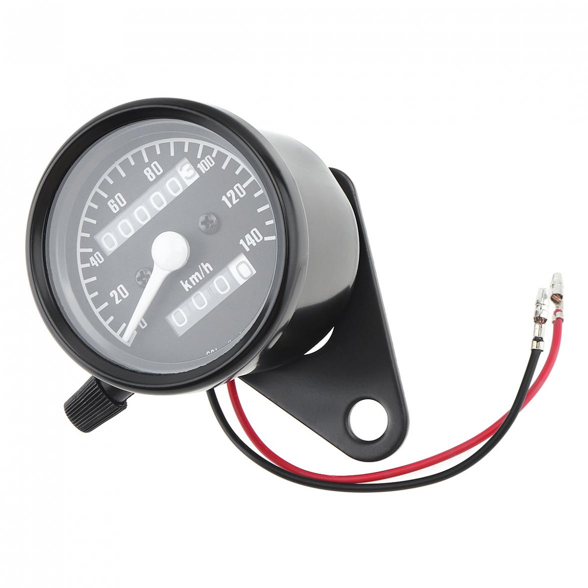 12V Universal Metal Retro Yellow Light Motorcycle Double Mileage Kilometers Speedometer