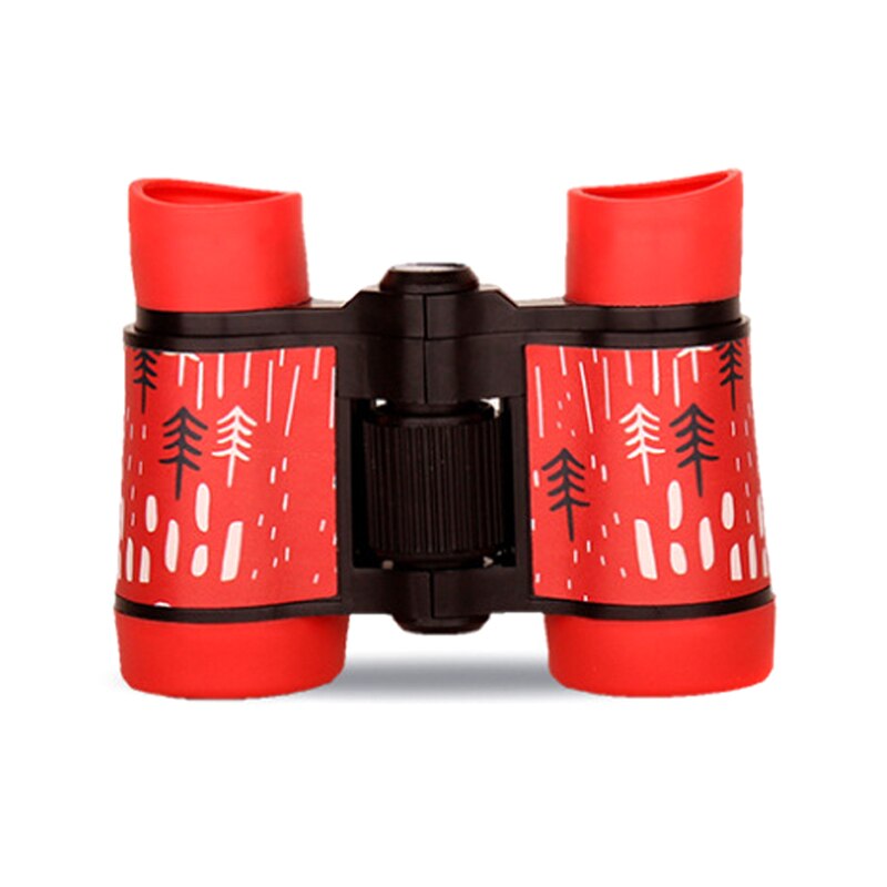 Binoculars HD 4x30 Telescope Rubber Children Colorful Telescope Fixed Zoom Anti-skid Portable Field glasses for Children: Red