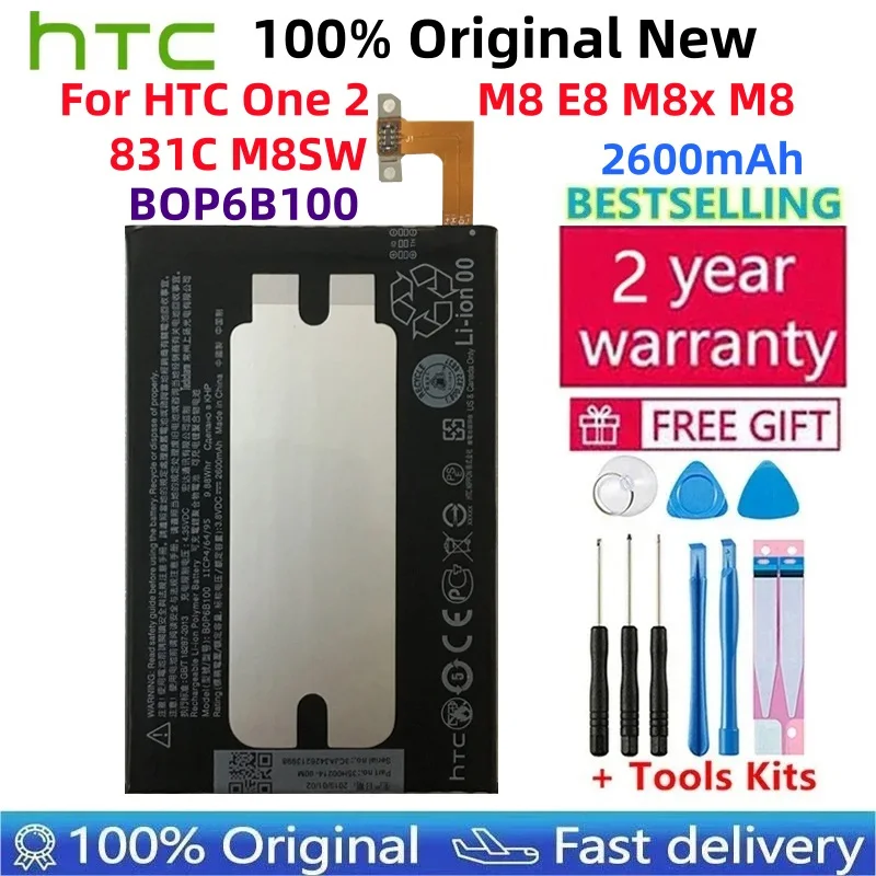 Batería Original HTC para HTC ONE M8 one 2 BOP6B100 M8T M8X M8D E8 M8SW M8ST M8SD baterías de repuesto batería + herramientas