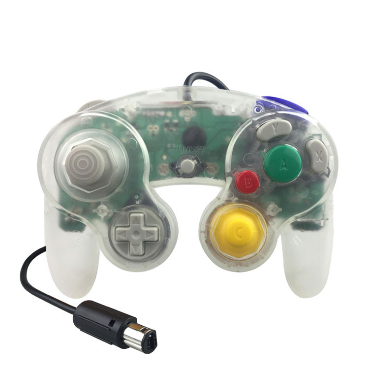 DATA FROG Wired Joypad Controller For Gamecube Controller Handheld Joystick For Computer For Nintend For Wii Vibration Gameing: transparent white