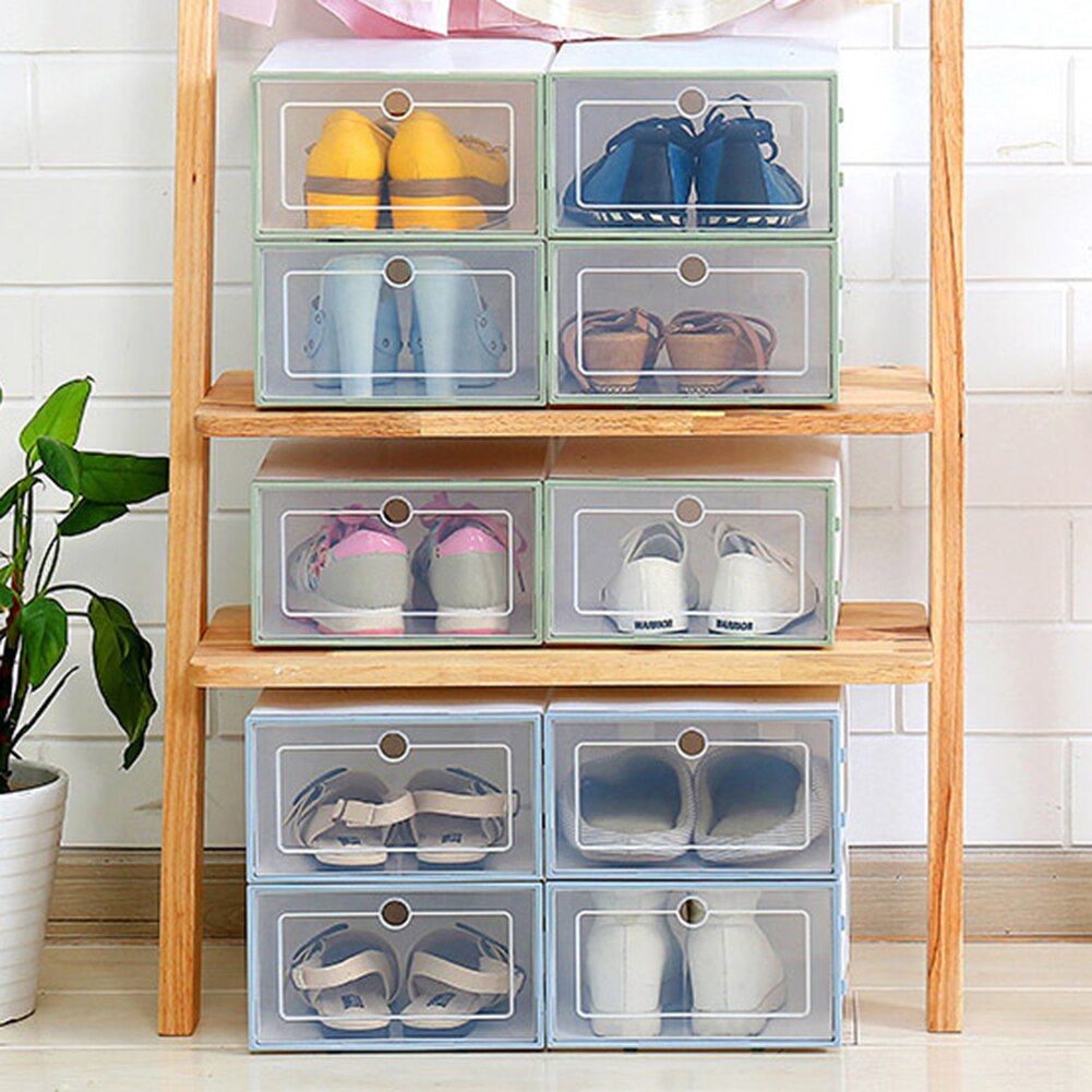 1Pcs Stapelbaar Stofdicht Schoenen Doos Transparante Opslag Schoenendoos Lade Organizer Huishoudelijke Diy Schoenendoos Lade Divider Thuis