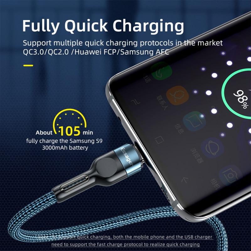 Essager USB Typ C Kabel Schnelle Ladung Ladegerät Für Xiaomi Huawei Samsung USB-C Daten Draht Schnur praktisch USBC Typ-C Kabel