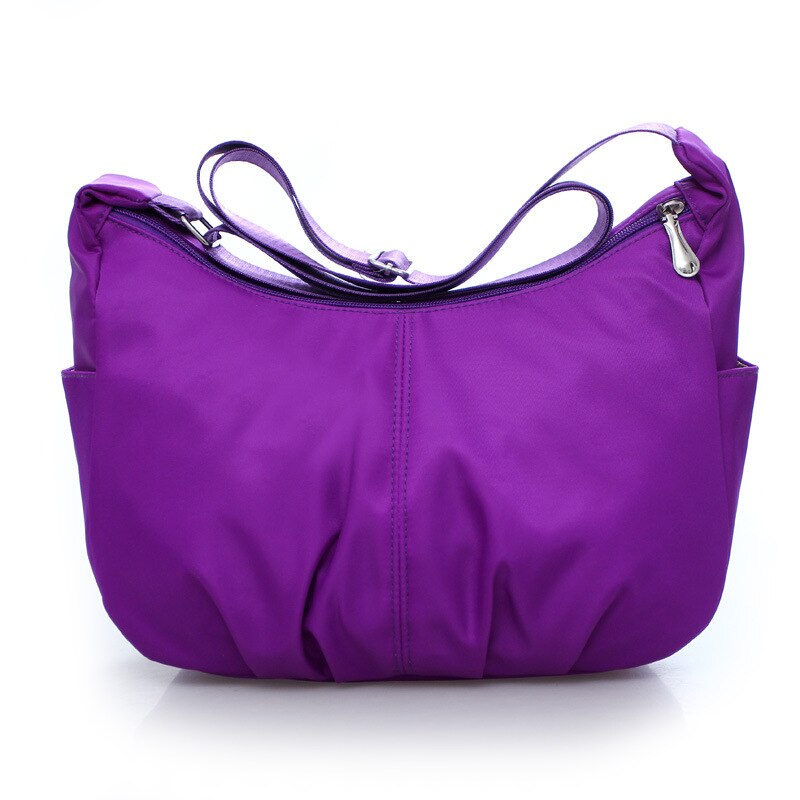 Women's vintage purple waterproof nylon oxford fabric travel tote shoulder bag ladies women Messenger Bag Crossbody Bags: Purple2