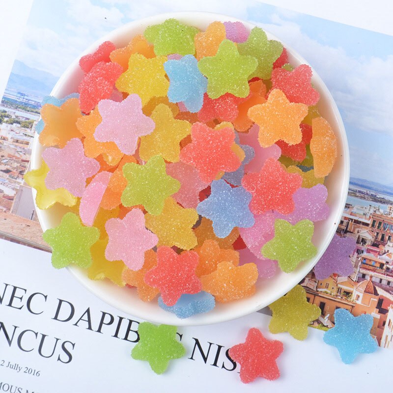 10 Stks/zak Slime Filler Levert Speelgoed Ster Diy Mini Pretend Ster Snoep Slime Accessoires Filler Voor Pluizige Clear Crystal Slime: multicolor