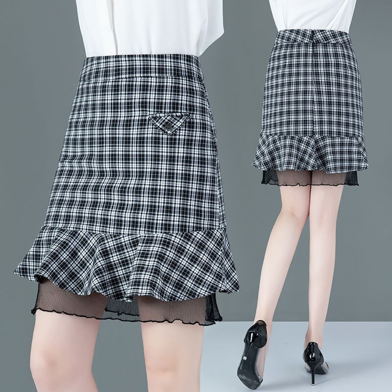 mingxinshangdian Steampunk Plus Size Steampunk Gothic Rock Retro Punk Rock Kant Hoge Taille Plissé Lange Rok Vrouwen-Bruine Rok-XL