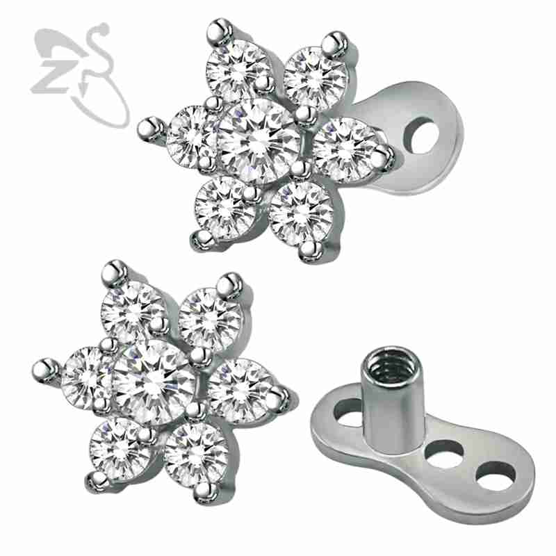 ZS micro dérmica Piercing Acero inoxidable Zirconia colorida con anclaje dérmico Piercings Top con anclaje dérmico piel Piercing de la superficie del buzo: E