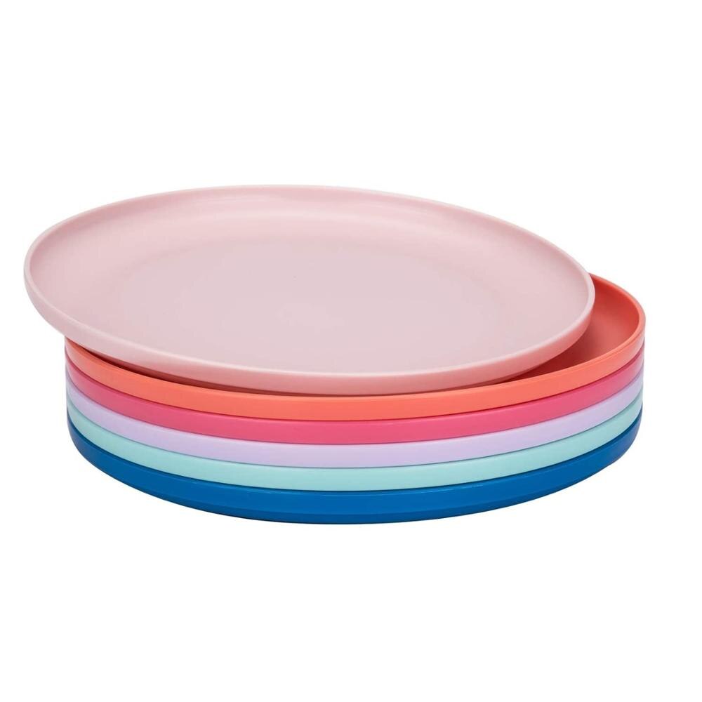 Assiette en plastique incassable 9.75 pouces/24.8cm, lot de 6 multicolore: Default Title