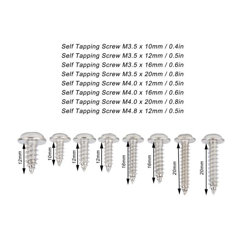 Self Tapping inserts 340pcs Stainless Steel Screw Self Tapping Screws Hardware Fastener Parts for Plastic Wood Helical Screw