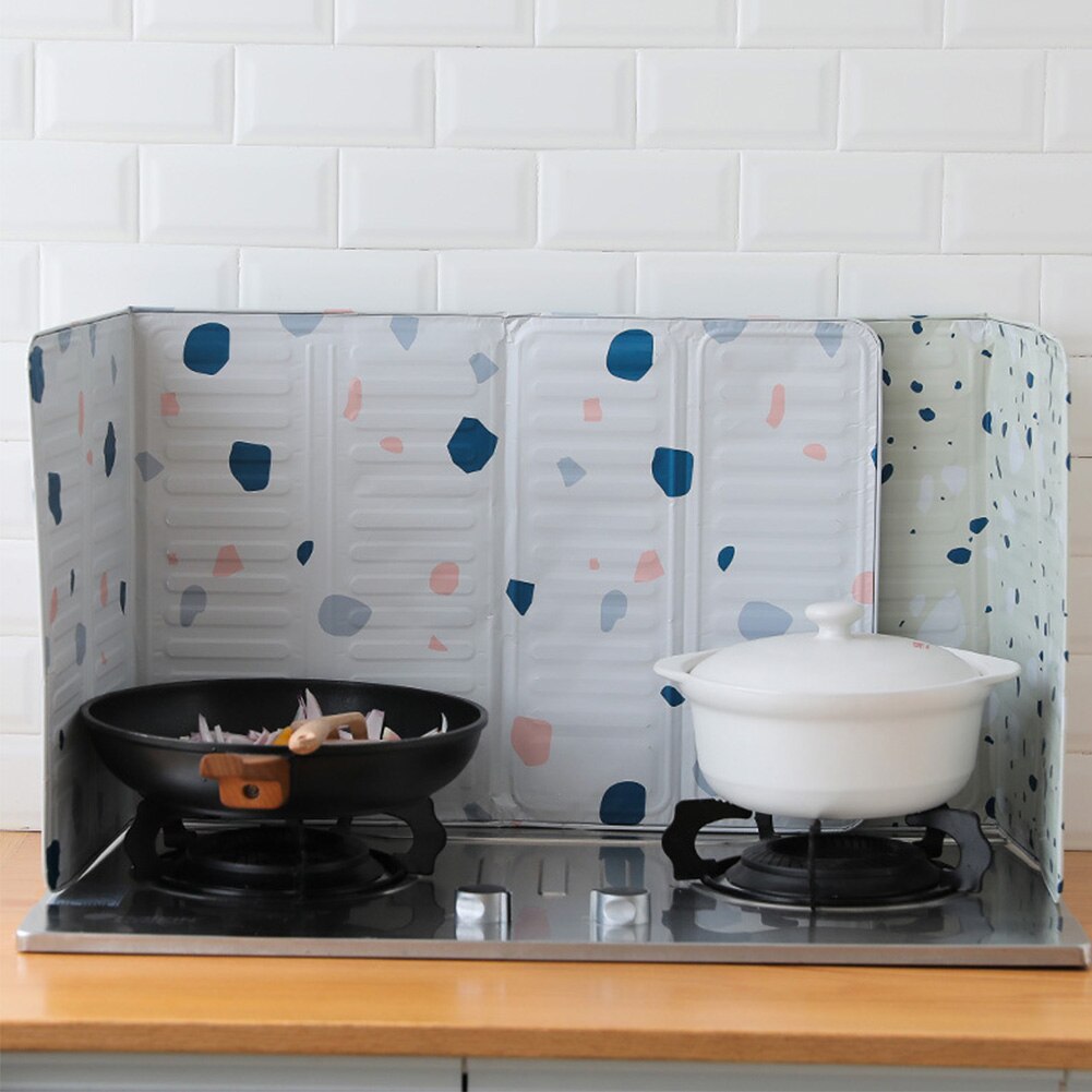 Handig Opvouwbare Praktische Thuis Aluminiumfolie Olie Splash Board Huishouden Kachel Warmte Isolatie Koken Baffle Makkelijk Schoon