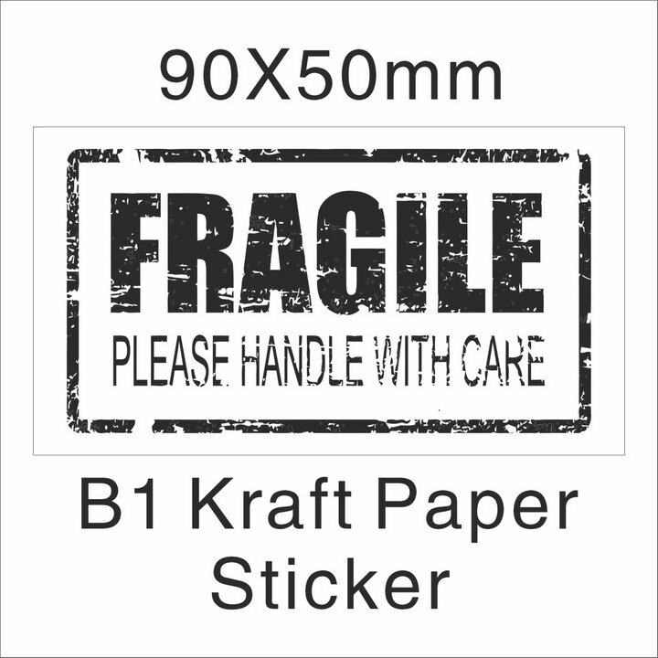 500pcs/lot Fragile Warning Glossy Label Kraft Sticker 9x5cm Fragile Handle Care Keep Dry Black Red Colors: B1 Kraft 9x5