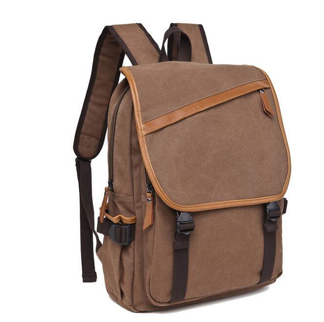 070917 men backpack double shoulder school canvas bag